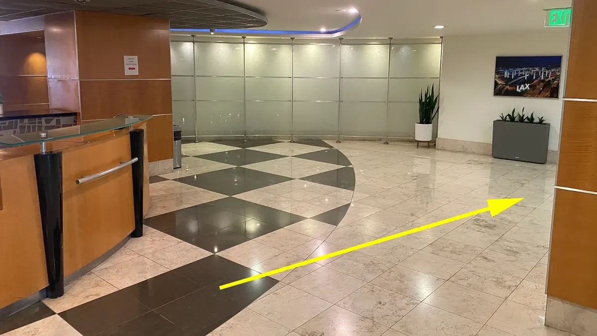Passing through the automatic doors into the lobby