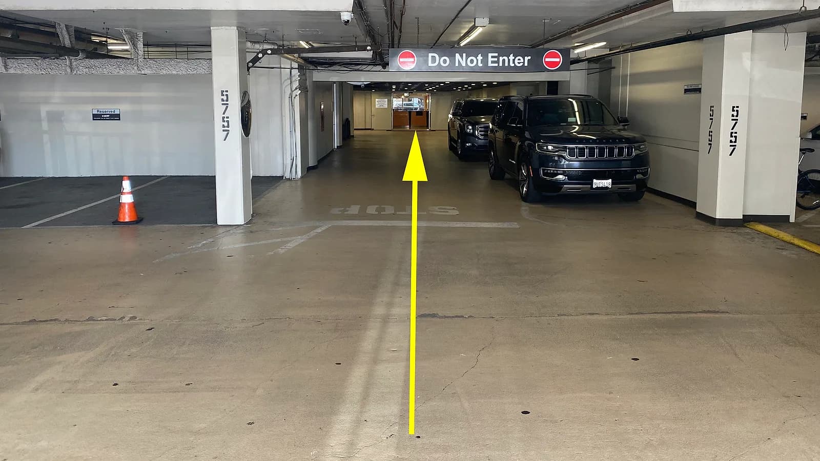 View inside the indoor driveway