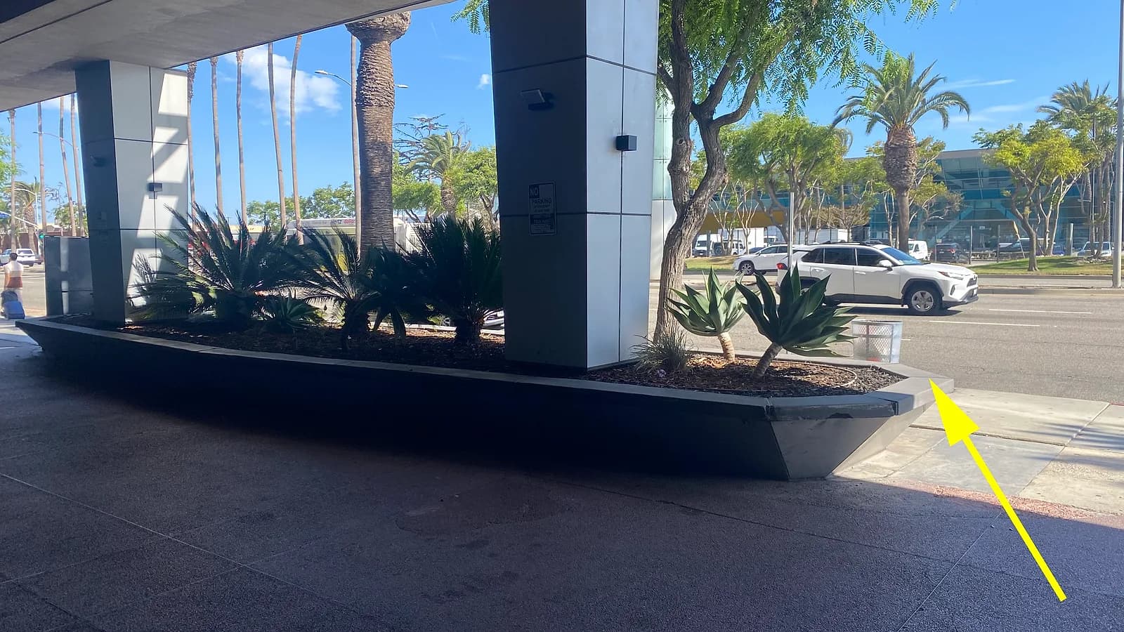 Waiting area outside the front entrance