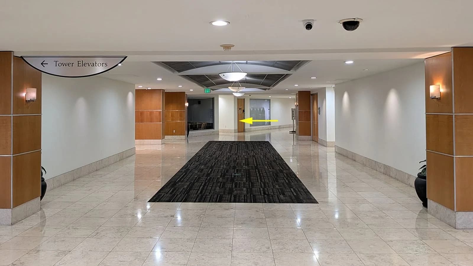 Walk through the lobby toward the Reach Rental office